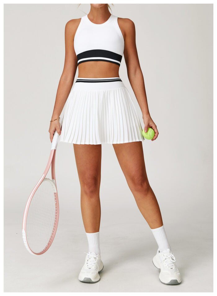 YHT Wear 2-Piece Tennis Skirt Set – Ribbed Crop Tank & Pleated Skirt | Soft Athleisure Outfit - Image 3