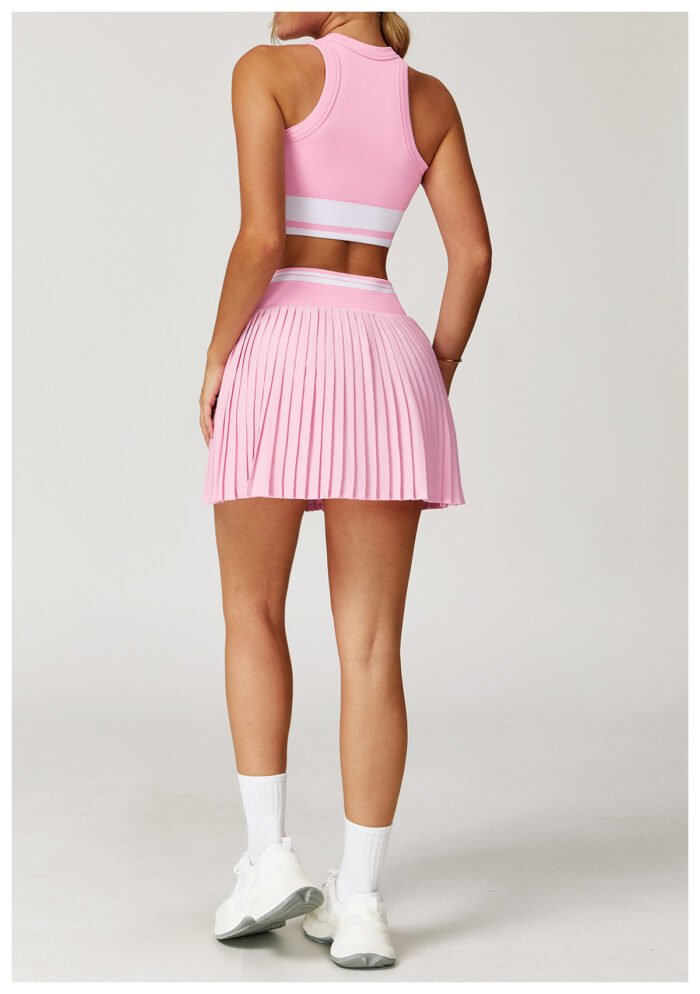 YHT Wear 2-Piece Tennis Skirt Set – Ribbed Crop Tank & Pleated Skirt | Soft Athleisure Outfit - Image 6