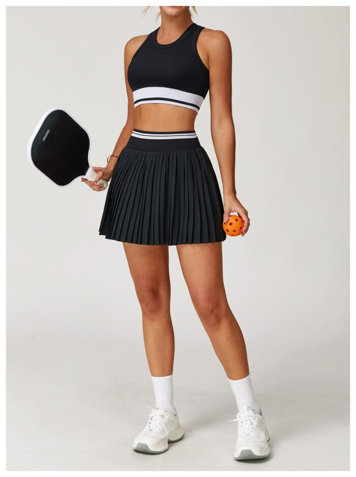YHT Wear 2-Piece Tennis Skirt Set – Ribbed Crop Tank & Pleated Skirt | Soft Athleisure Outfit - Image 2
