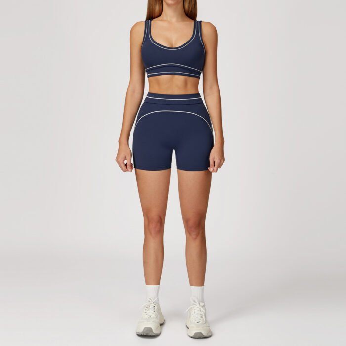YHT Color Block Yoga Set for Women - Brushed Sports Bra with Double Straps & High Waist Leggings Workout Outfit - Image 5