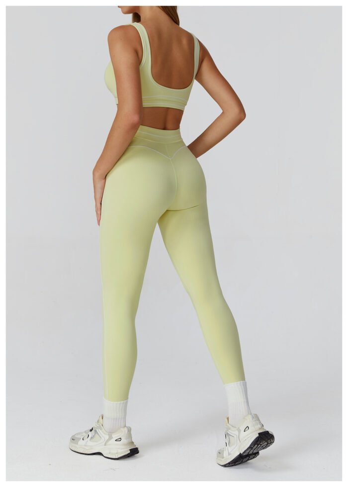 YHT New Arrival Women’s Yoga Set - Color Block Brushed Sports Bra with Double Straps & High Waist Leggings Workout Outfit - Image 7