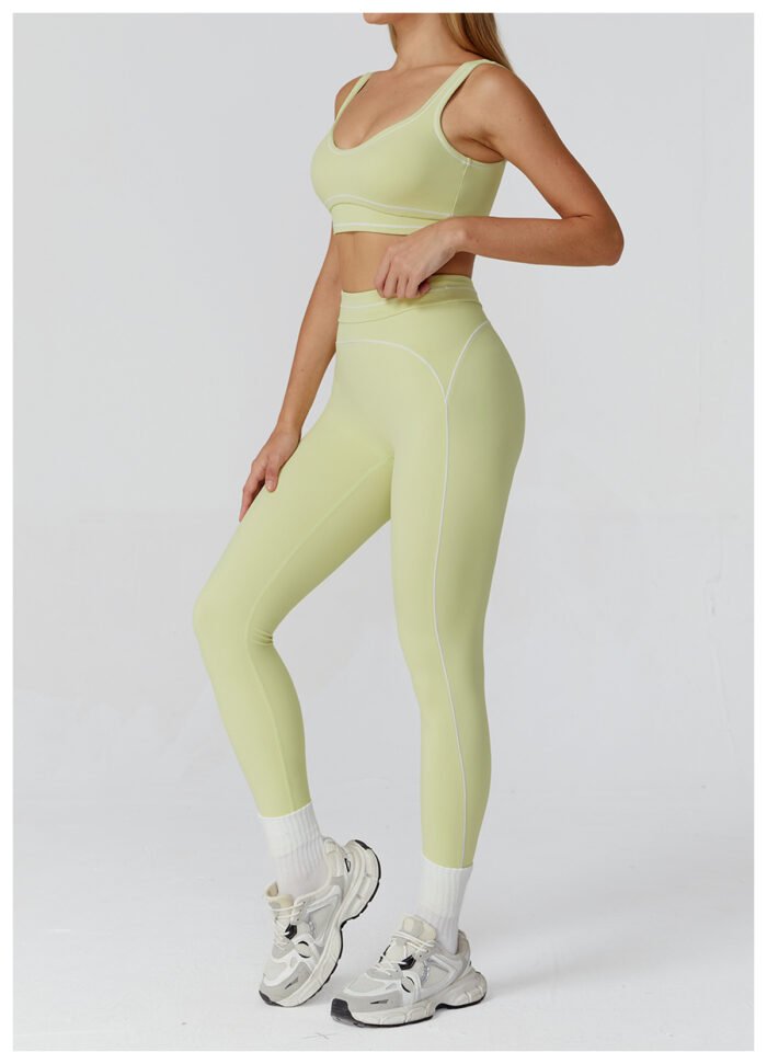 YHT New Arrival Women’s Yoga Set - Color Block Brushed Sports Bra with Double Straps & High Waist Leggings Workout Outfit - Image 8