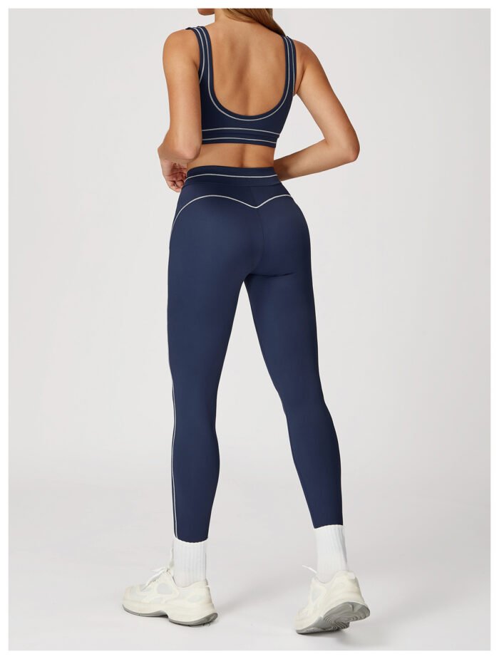 YHT New Arrival Women’s Yoga Set - Color Block Brushed Sports Bra with Double Straps & High Waist Leggings Workout Outfit - Image 9