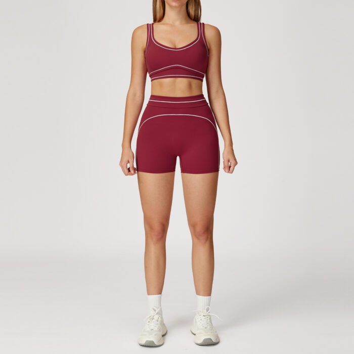 YHT Color Block Yoga Set for Women - Brushed Sports Bra with Double Straps & High Waist Leggings Workout Outfit - Image 6