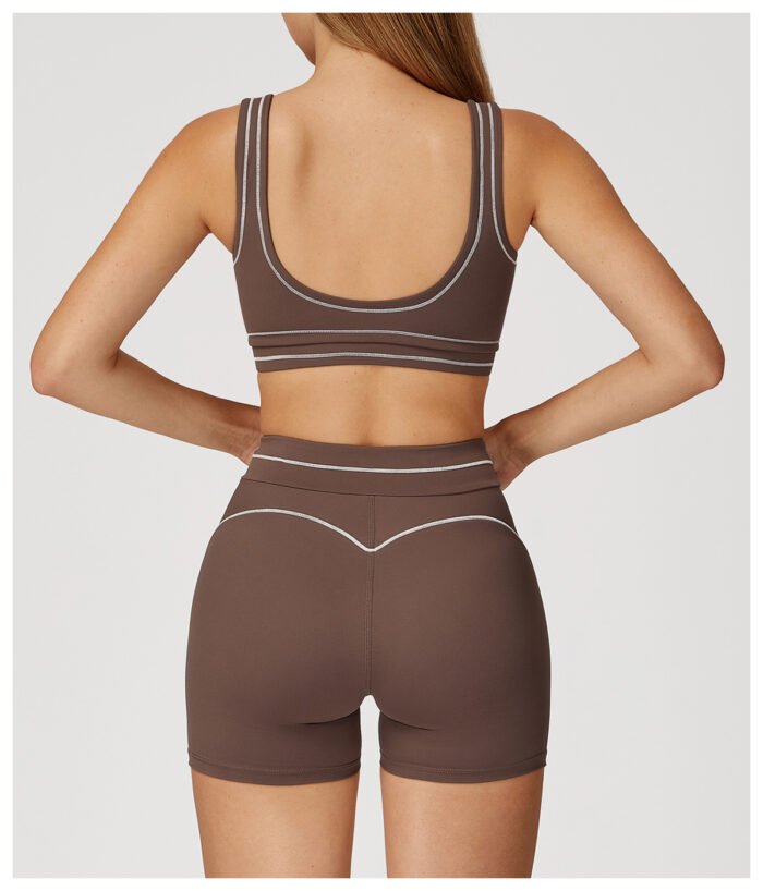 YHT Color Block Yoga Set for Women - Brushed Sports Bra with Double Straps & High Waist Leggings Workout Outfit - Image 8